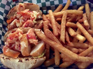 Lobster roll with fries at Rusty Anchor